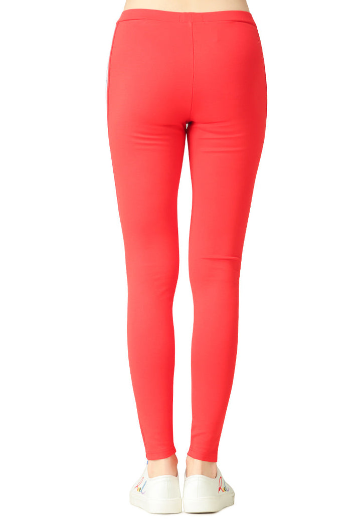 striped tape side leggings#color_red