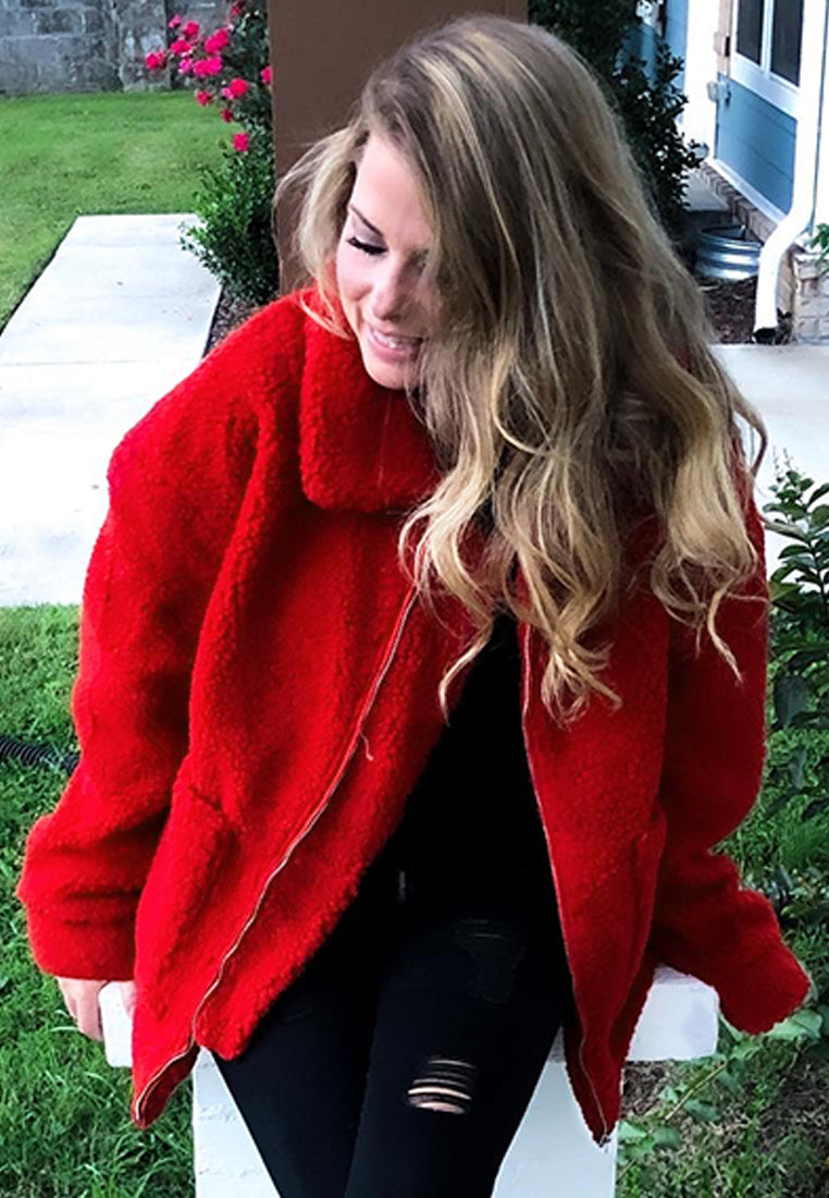 winter teddy jacket#color_red