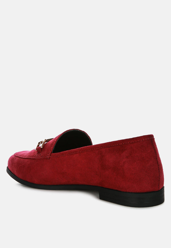 zaara solid faux suede loafers by ruw#color_burgundy