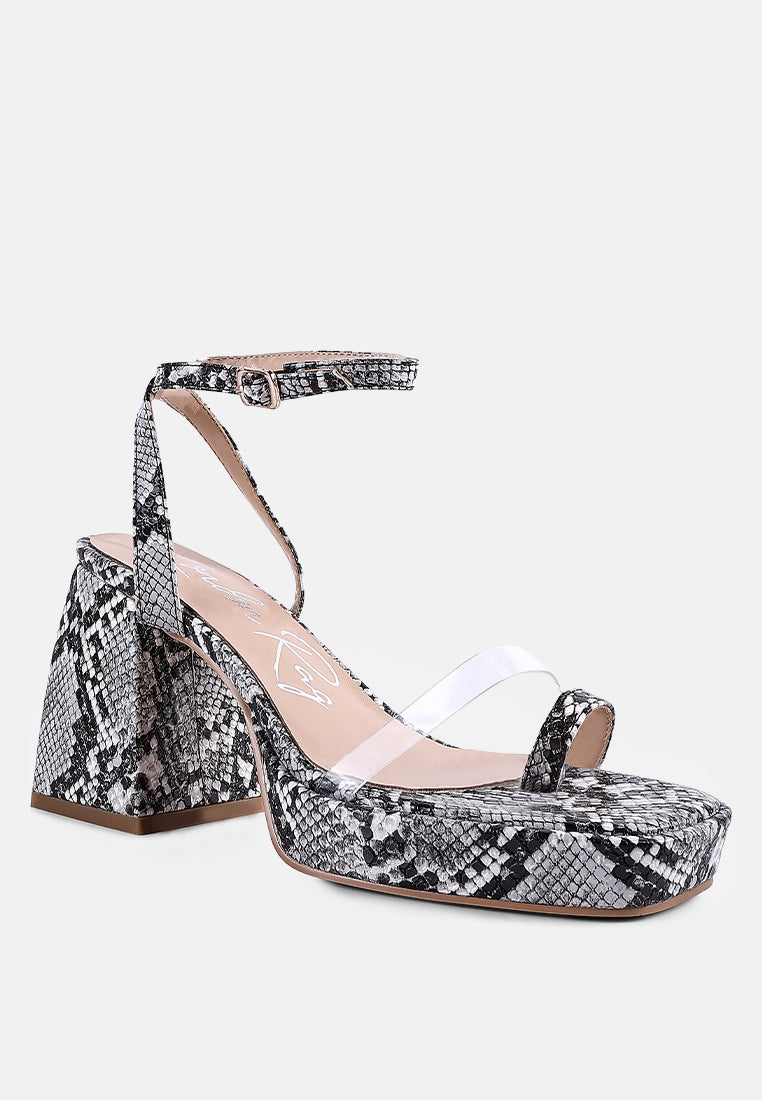 such flirt snake print triangular block heel sandals by ruw#color_black