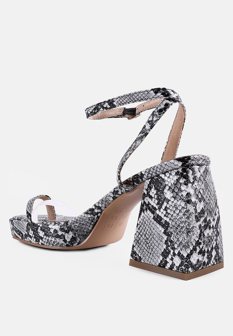 such flirt snake print triangular block heel sandals by ruw#color_black