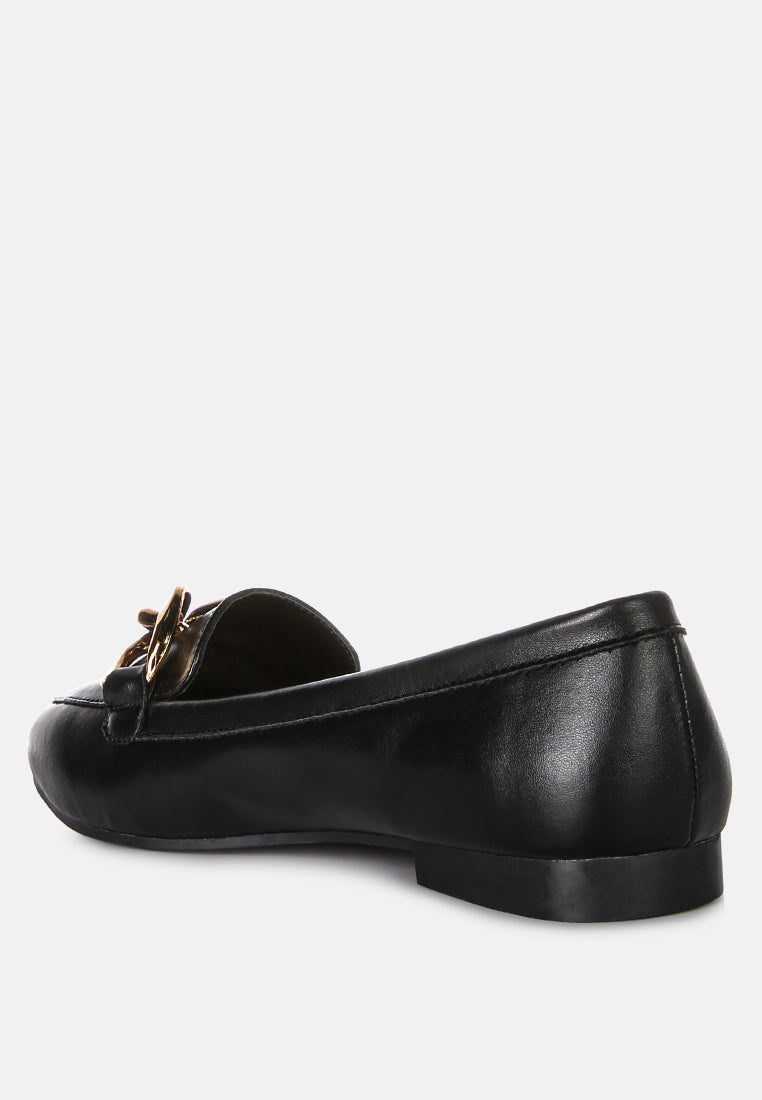 chunky metal chain faux leather loafers by ruw#color_black