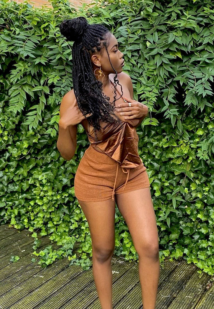 Slip-Into Knitted Shorts#color_brown