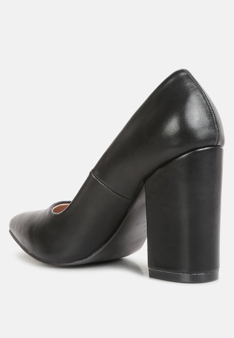zhuri faux leather solid block heel pumps by ruw#color_black
