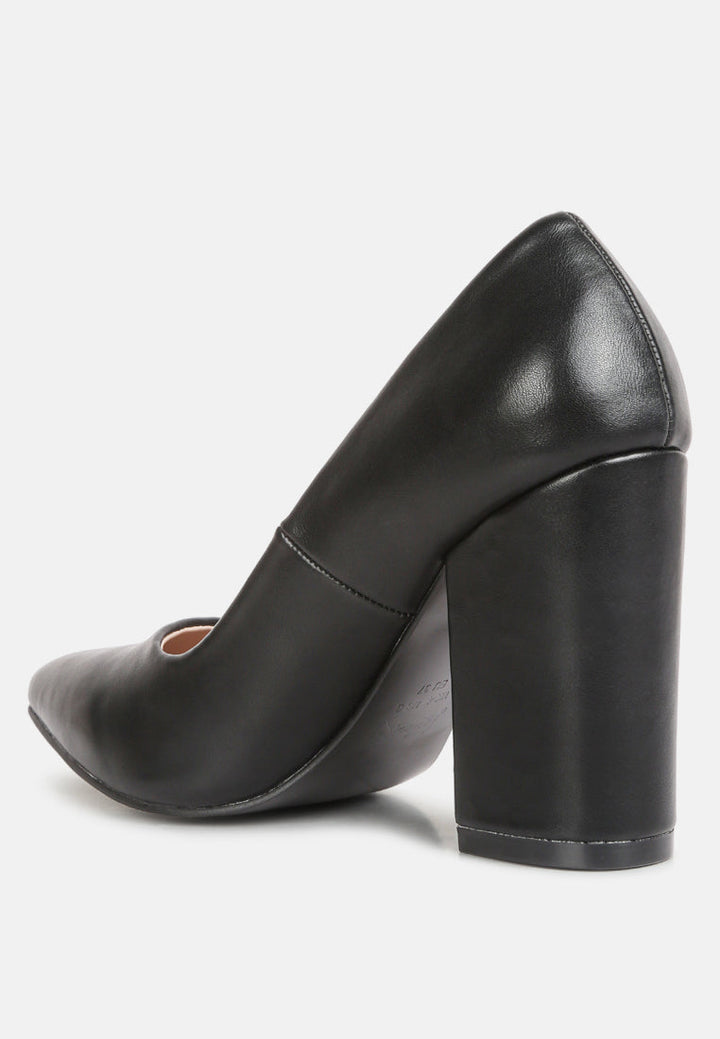 zhuri faux leather solid block heel pumps by ruw#color_black