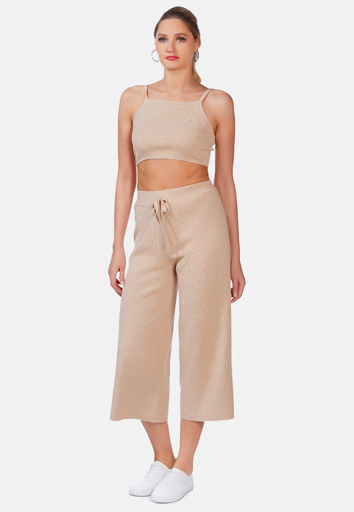 solid casual drawstring cropped pants by ruw#color_beige