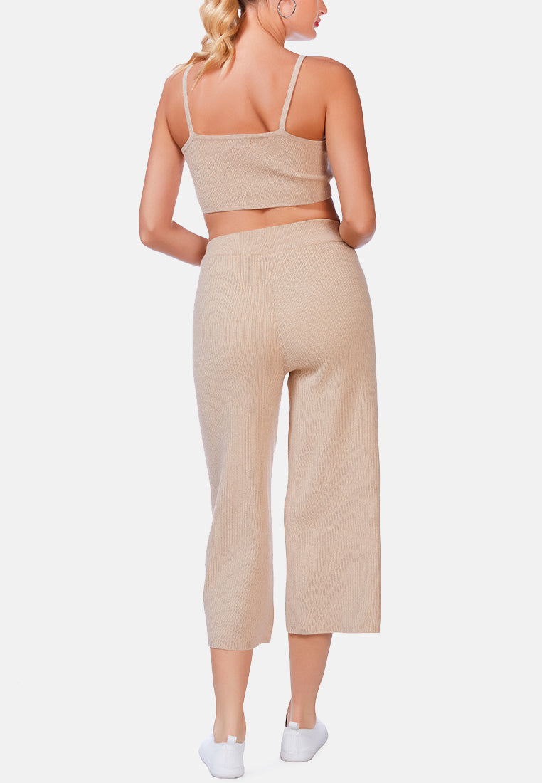 solid casual drawstring cropped pants by ruw#color_beige
