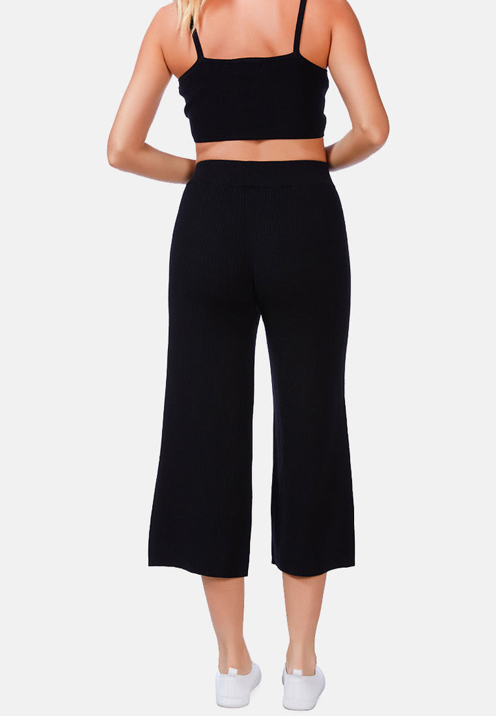 solid casual drawstring cropped pants by ruw#color_black