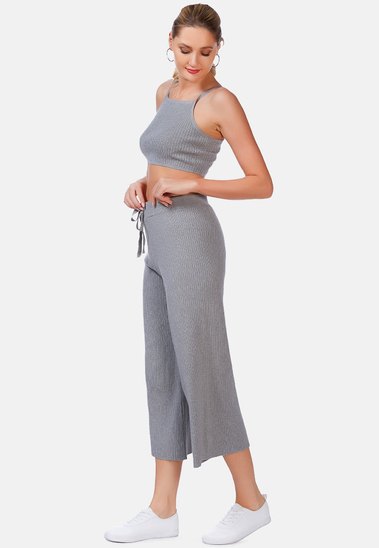 solid casual drawstring cropped pants by ruw#color_grey