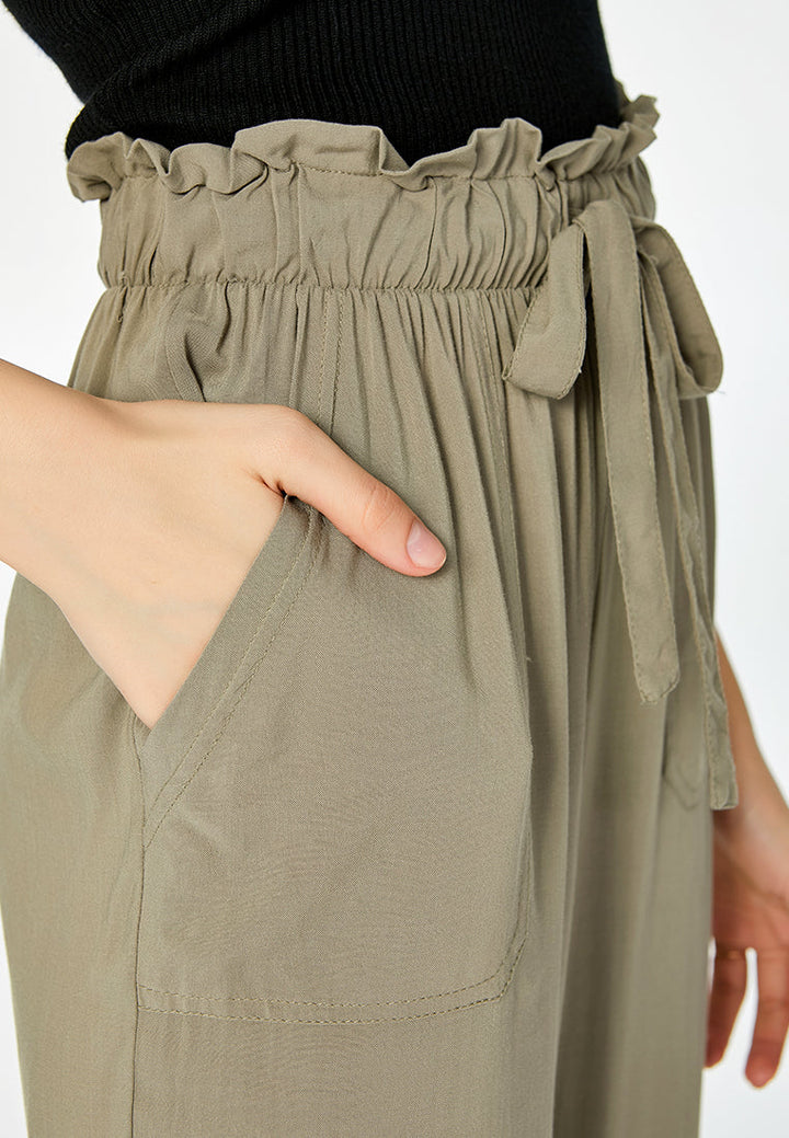 paper bag waist pants#color_olive
