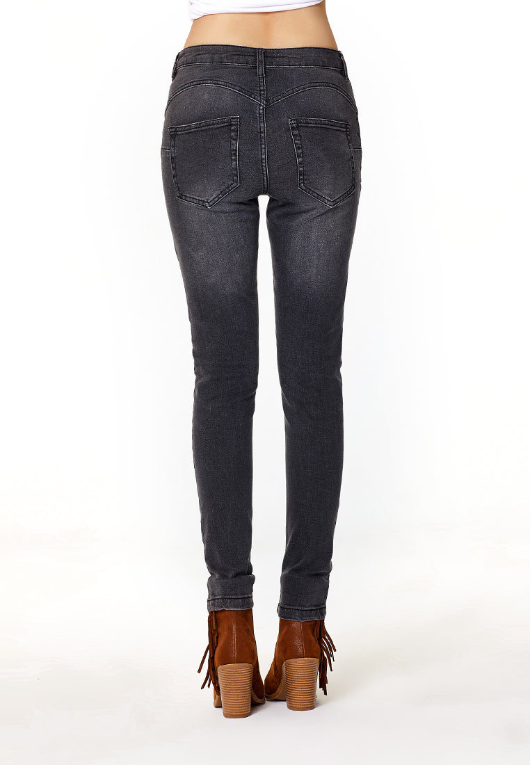 slim fit distressed jeans#color_black