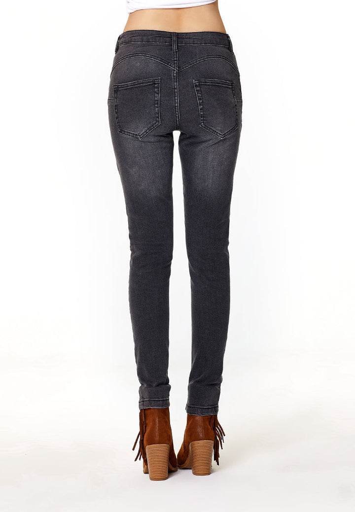 slim fit distressed jeans#color_black