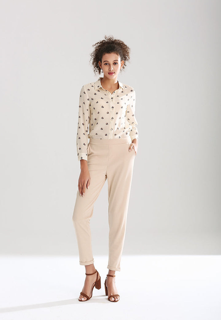 straight cut casual pants#color_beige