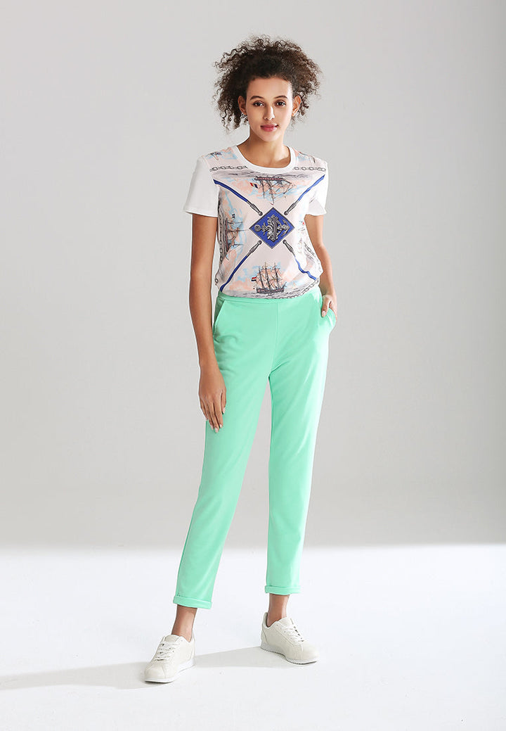straight cut casual pants#color_mint-green