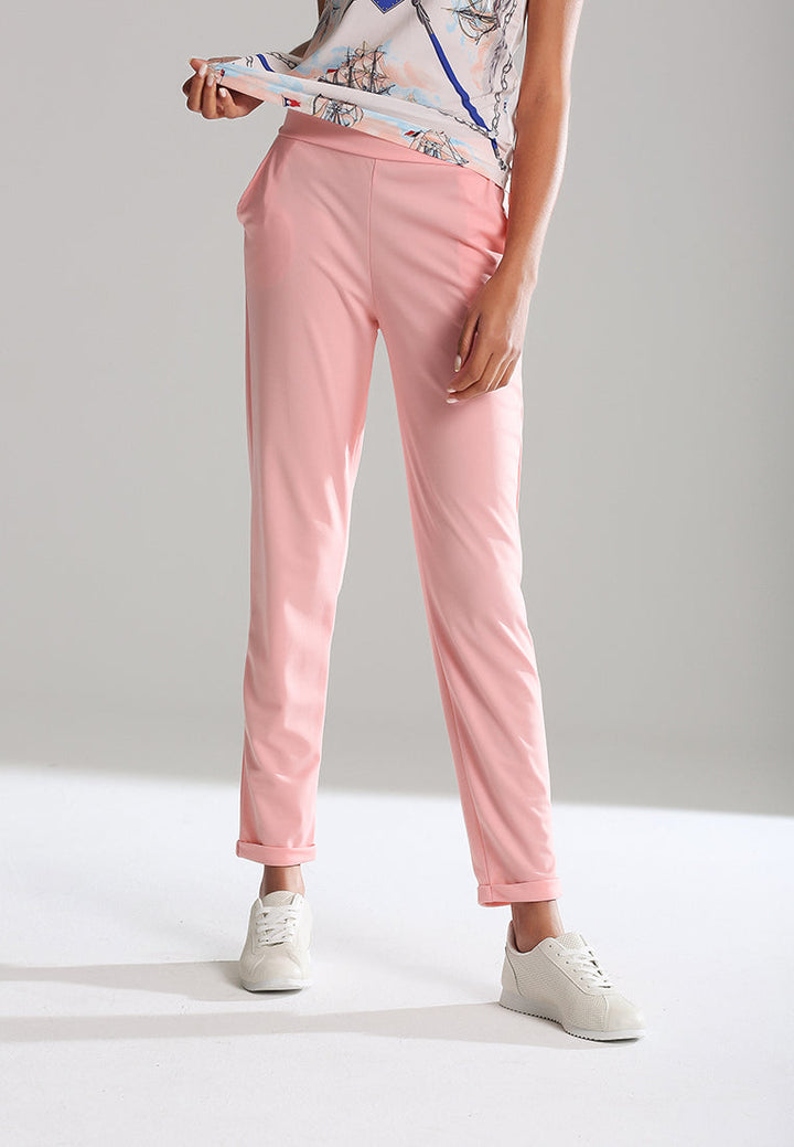 straight cut casual pants#color_pink