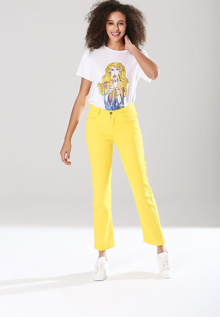 straight cut denim pants#color_mustard