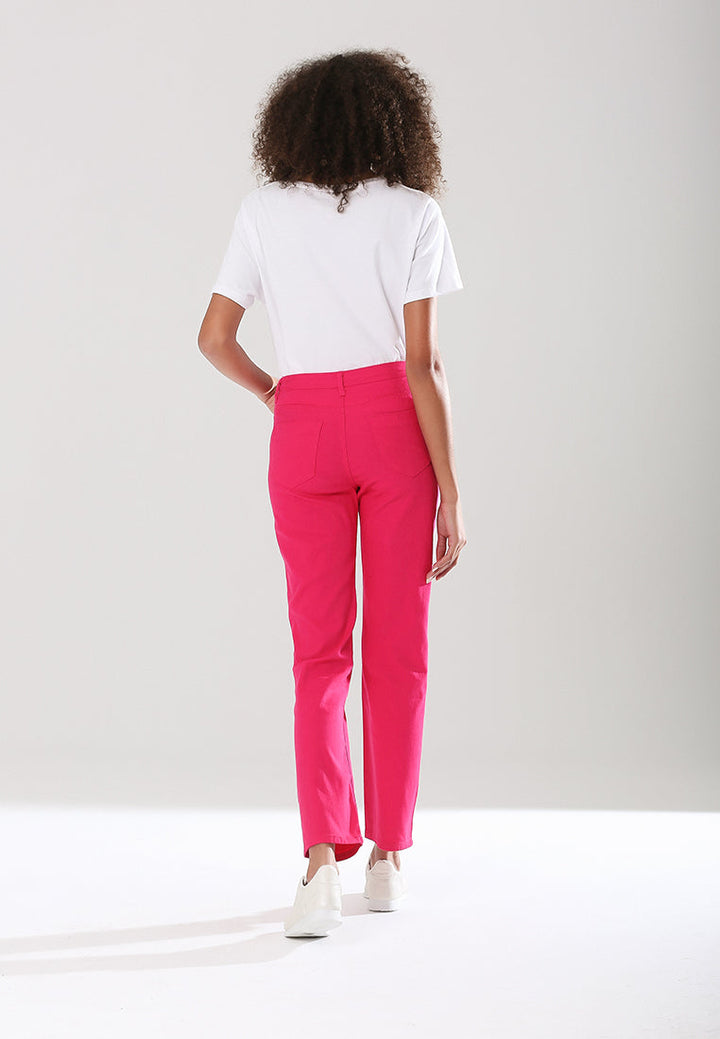 straight cut denim pants#color_fuchsia