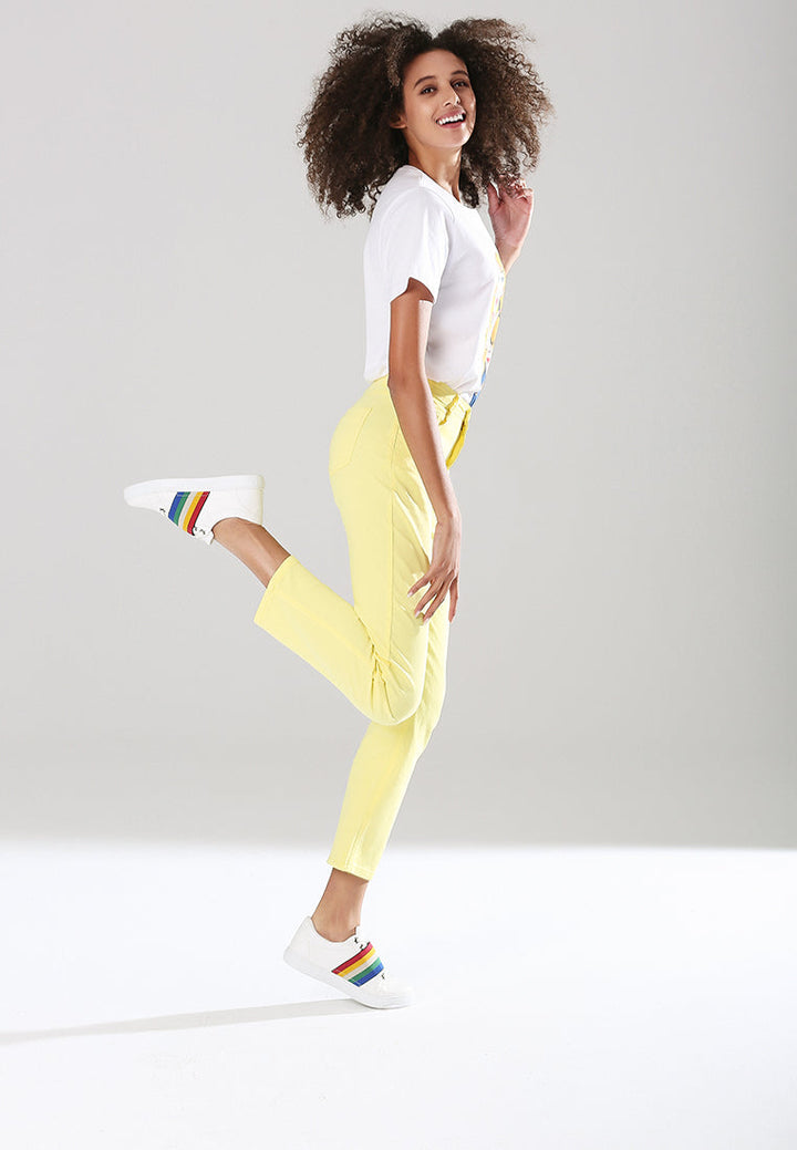 straight cut denim pants#color_yellow