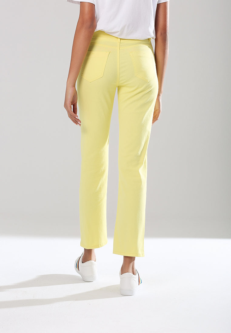 straight cut denim pants#color_yellow