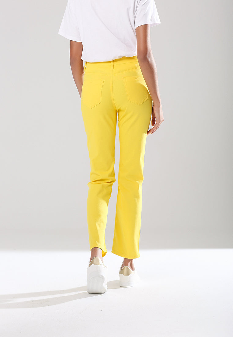 straight cut denim pants#color_mustard