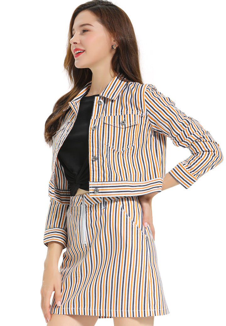 Striped Mini Skirt#color_mustard