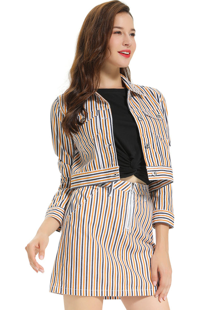 Striped Mini Skirt#color_mustard