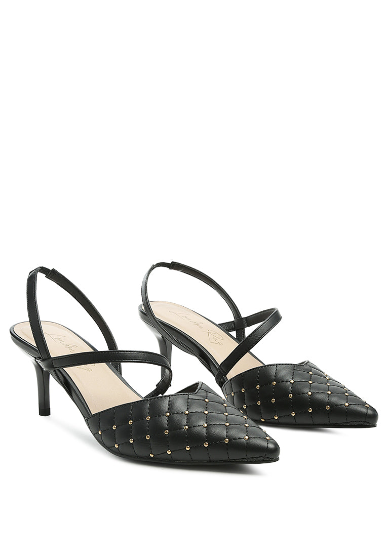 studded quilted faux leather slingback sandal#color_black