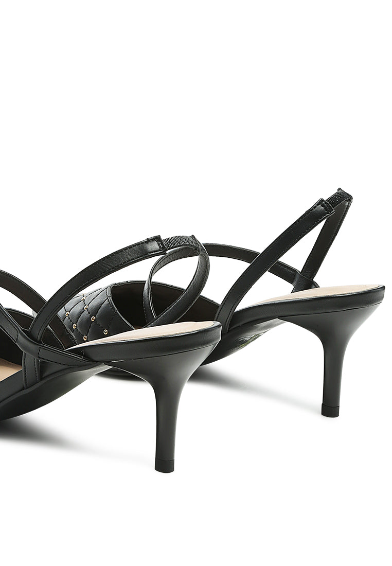 studded quilted faux leather slingback sandal#color_black