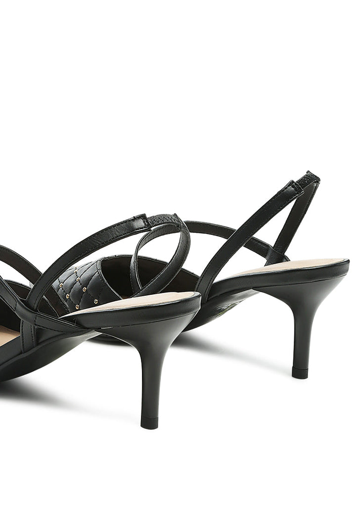 studded quilted faux leather slingback sandal#color_black