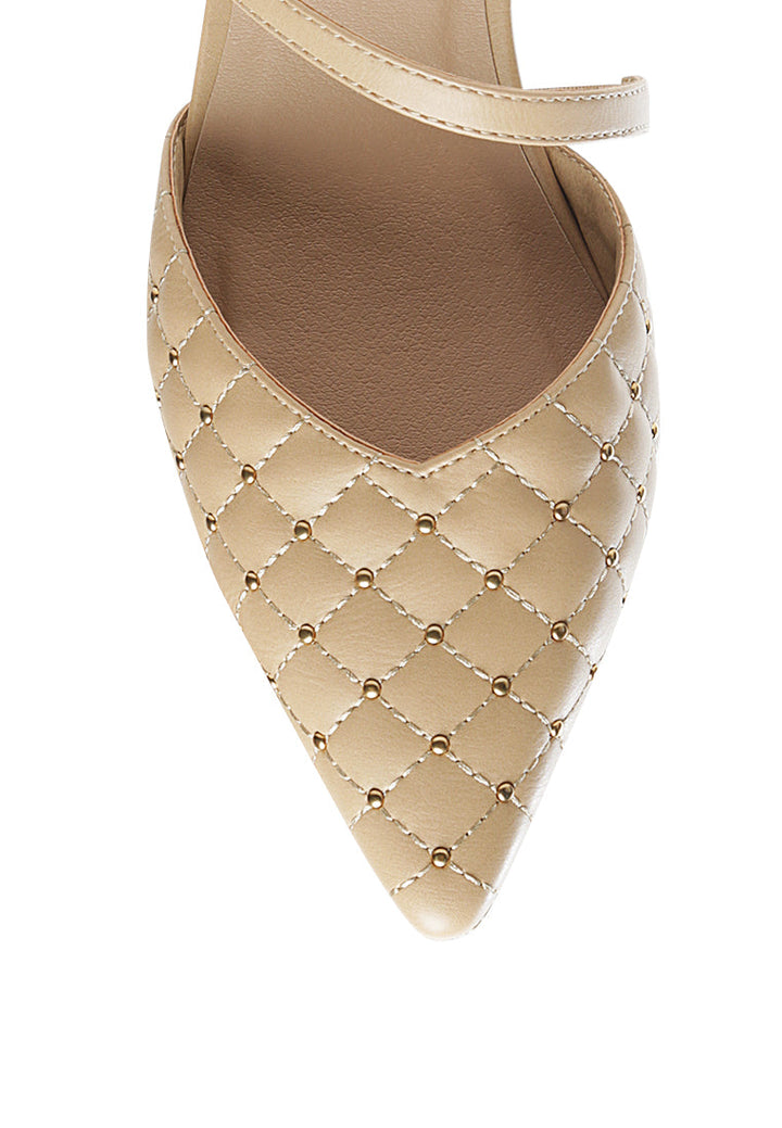 studded quilted faux leather slingback sandal#color_nude