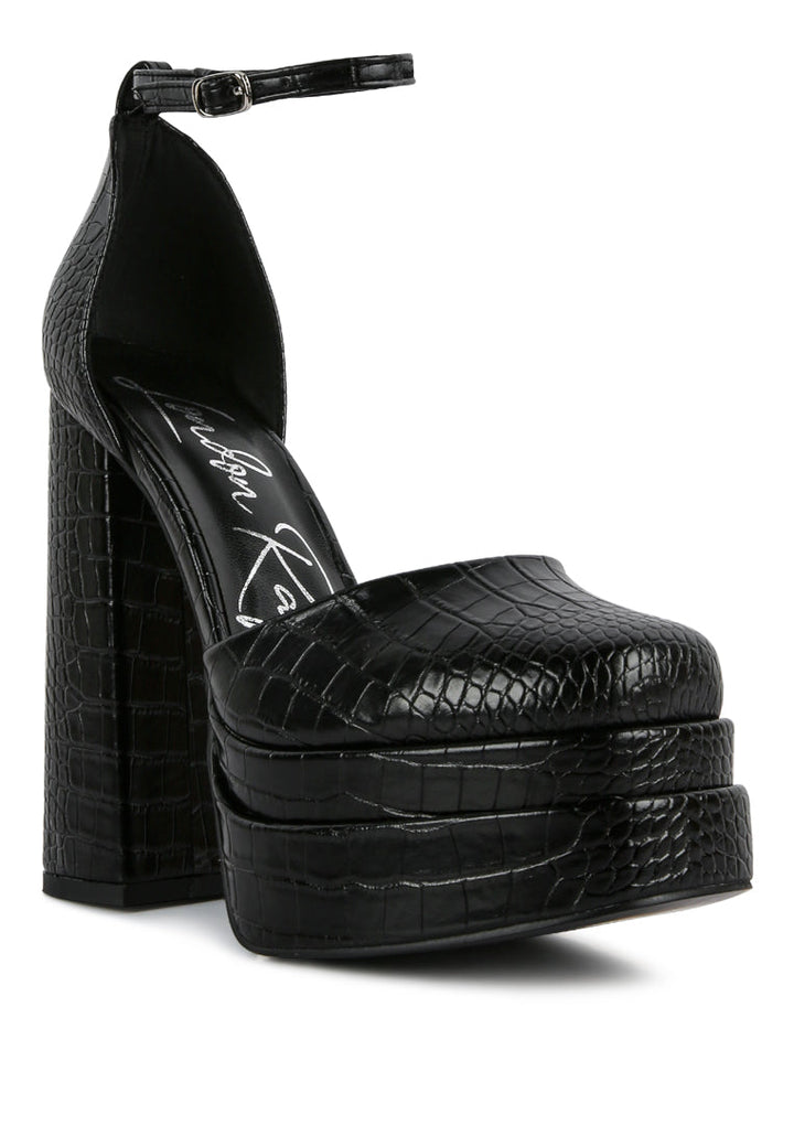tempt me croc textured high block heel sandals by ruw#color_black