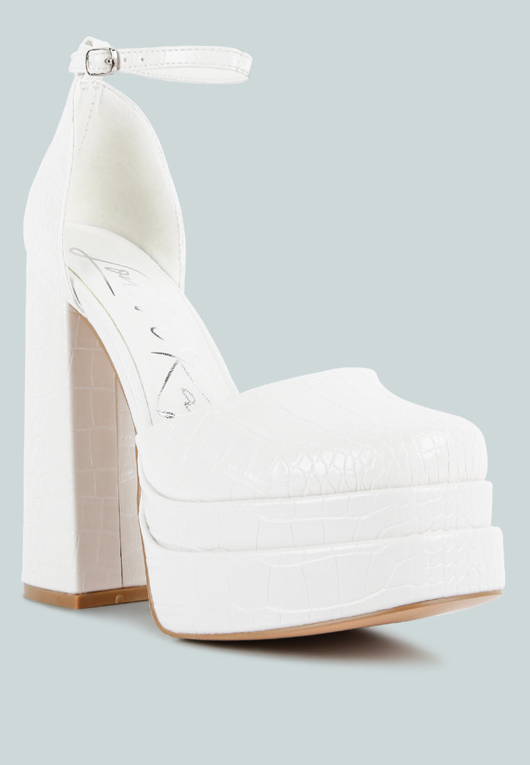 tempt me croc textured high block heel sandals by ruw#color_white