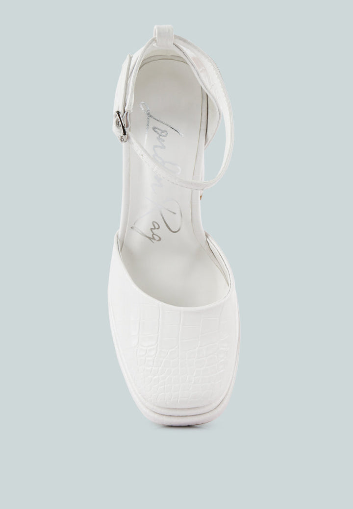 tempt me croc textured high block heel sandals by ruw#color_white
