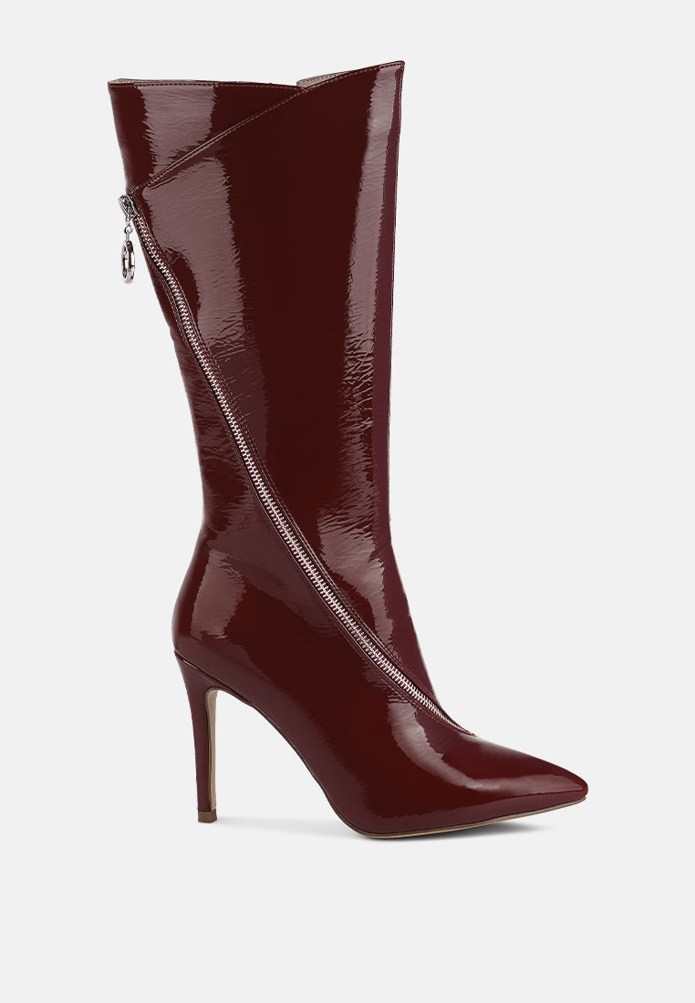 tsaroh zip around calf boot by ruw#color_burgundy