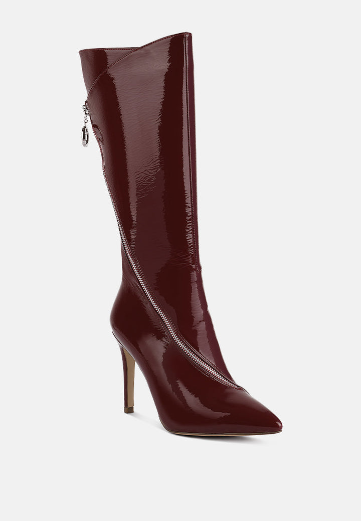 tsaroh zip around calf boot by ruw#color_burgundy