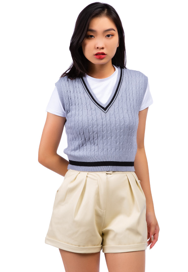 v-neck cable knit vest sweater#color_dusty-blue