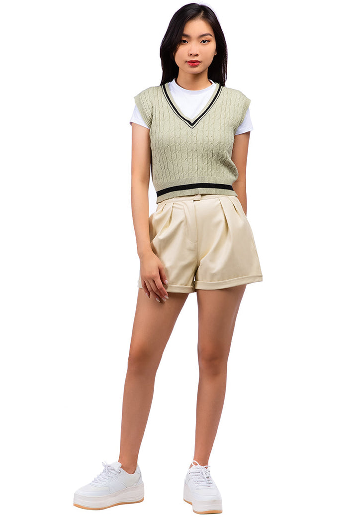 v-neck cable knit vest sweater#color_dusty-sage