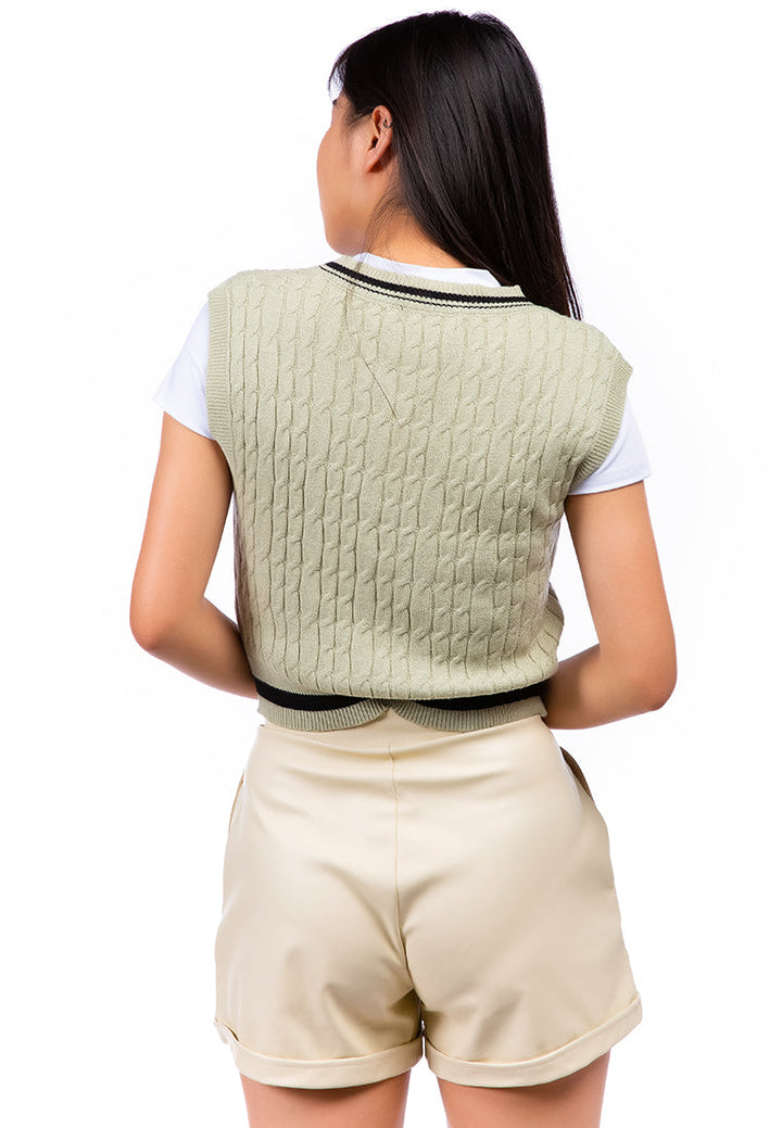 v-neck cable knit vest sweater#color_dusty-sage
