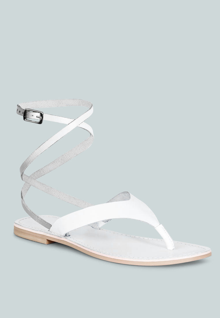 wrap-up tie around flat sandals by ruw#color_white