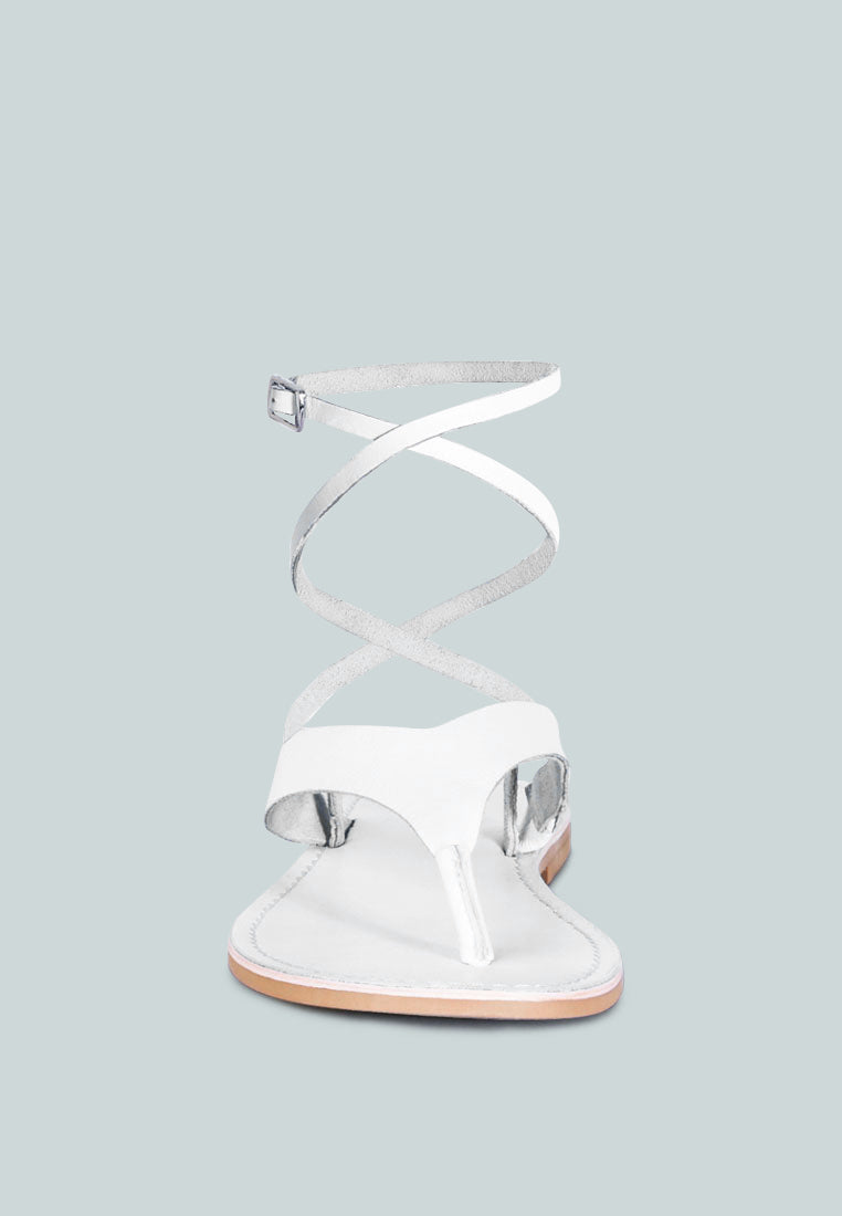 wrap-up tie around flat sandals by ruw#color_white