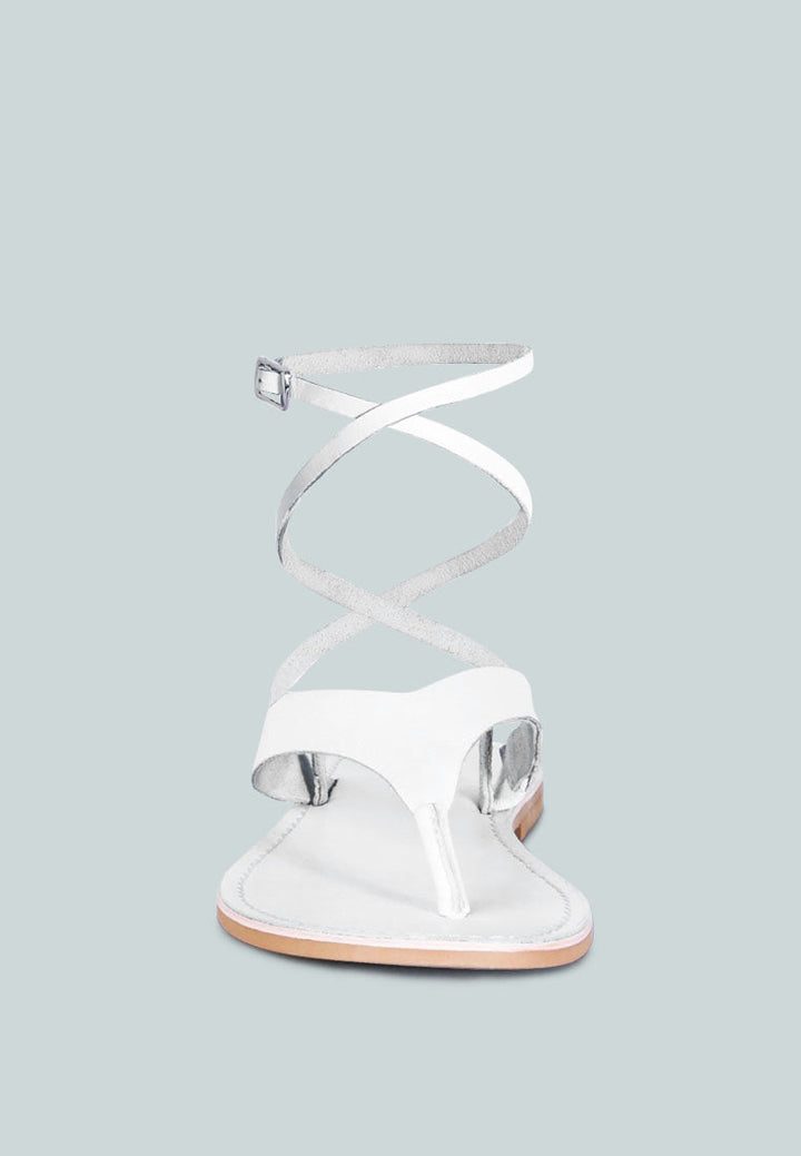 wrap-up tie around flat sandals by ruw#color_white