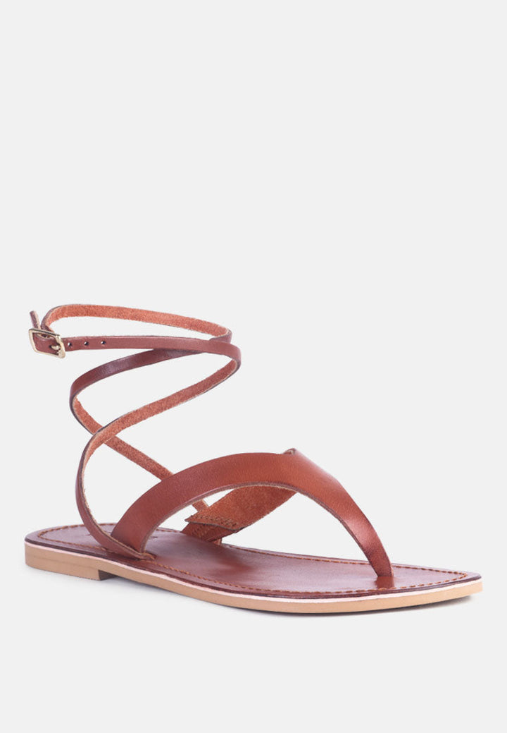 wrap-up tie around flat sandals by ruw#color_tan