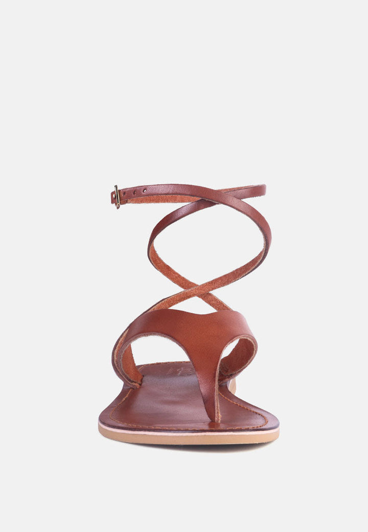 wrap-up tie around flat sandals by ruw#color_tan