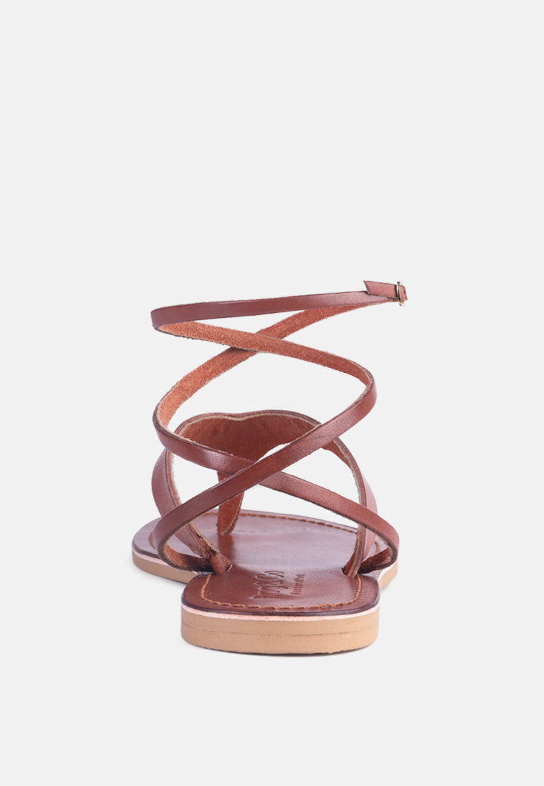 wrap-up tie around flat sandals by ruw#color_tan