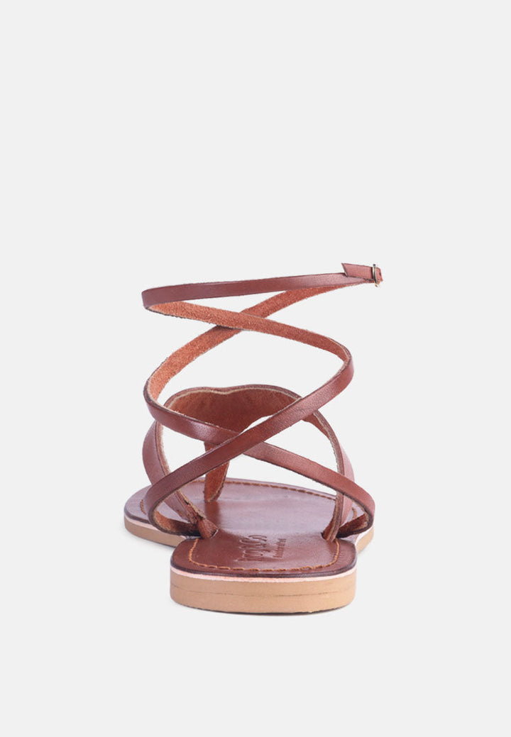 wrap-up tie around flat sandals by ruw#color_tan