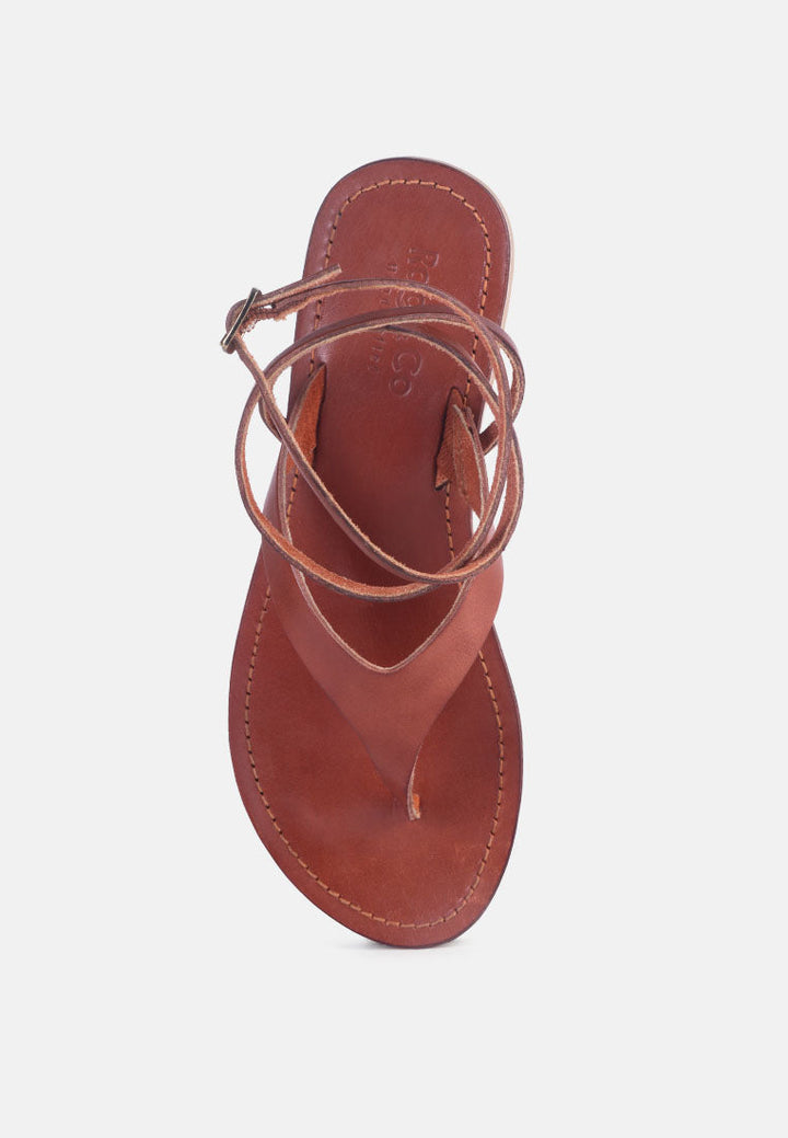wrap-up tie around flat sandals by ruw#color_tan