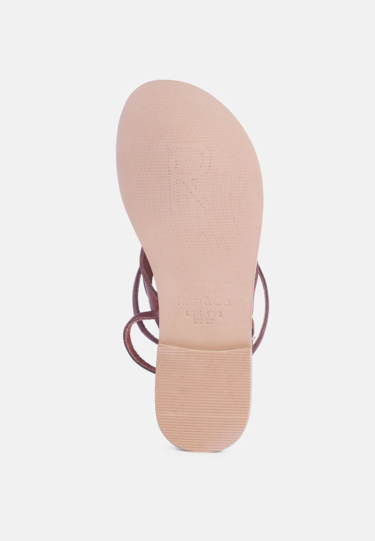 wrap-up tie around flat sandals by ruw#color_tan