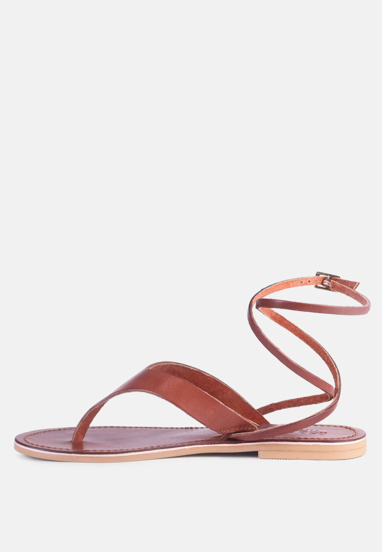 wrap-up tie around flat sandals by ruw#color_tan