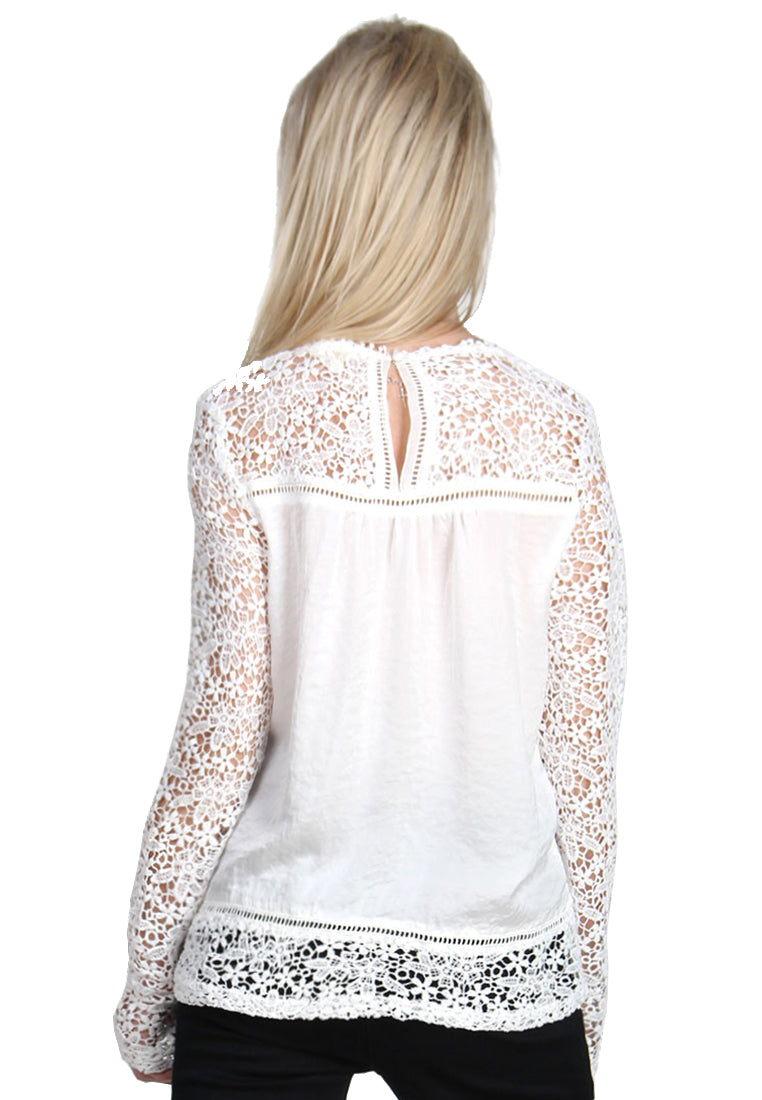 full sleeve casual lace top#color_white