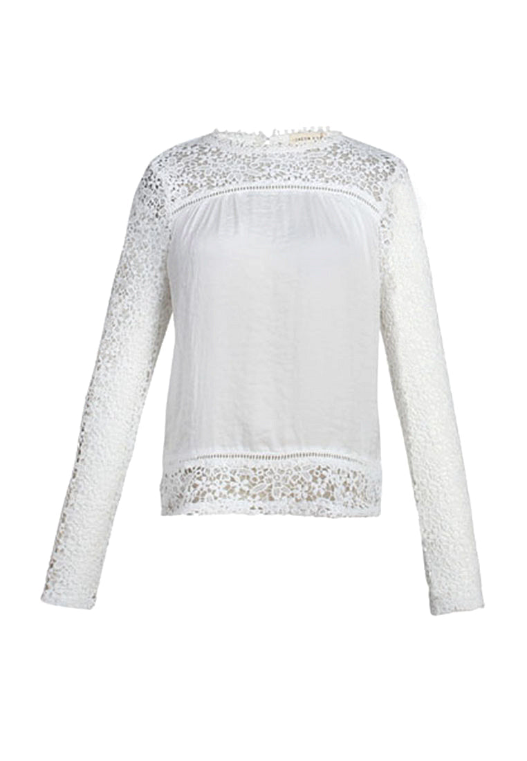 full sleeve casual lace top#color_white